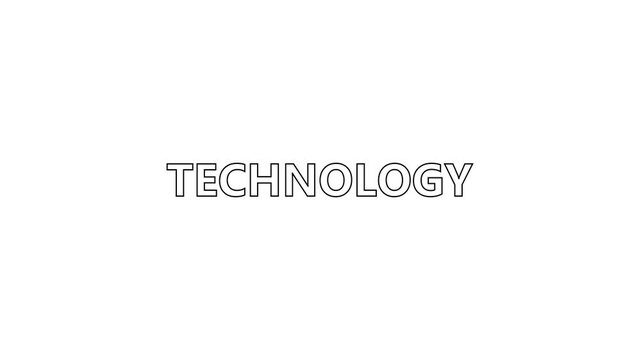 Abstract very nice text animation.technology text written on white grungy stamp sign.technology Text Animation Motion Graphics white text black background
