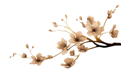 Fototapeta na wymiar PNG Ink gold cherry blossom pattern flower plant.