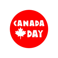 Red badge. Canada day. Hand drawn illustration. Vector design for greeting card, stickers, posters design.