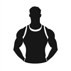 Fototapeta premium Silhouette of a muscular man in a tank top, hands on hips