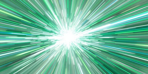 Abstract Green Light Rays Speed Lines Burst Background Design