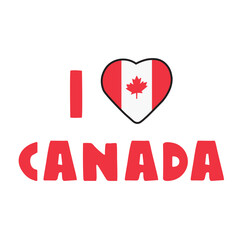 I love Canada. Hand drawn vector design. Illustration on white background.