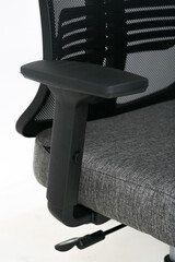 black leather armchair on white