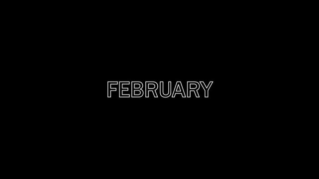 Abstract very nice text animation.2 month of year.february text written on white grungy stamp sign.shine month name february text sign icon animation.