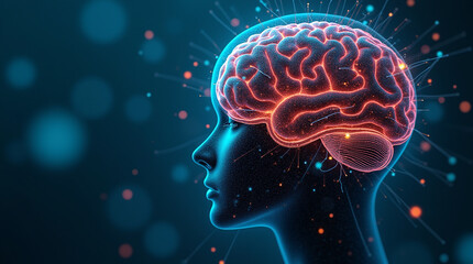 Illustration of artificial intelligence inside a synthetic brain, neural signals firing across complex circuits, futuristic bio-cyber theme, close-up, microphotography