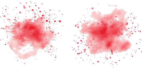 Red watercolor brush strokes isolated on a white background. vector watercolor paint splashes flowing ink blots and dynamic color textures on a clean white background modern design.