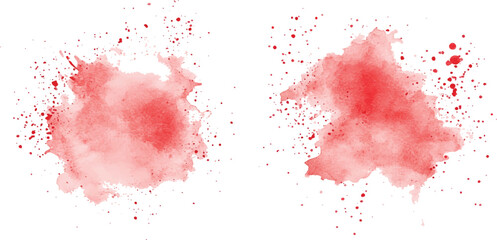 Red watercolor brush strokes isolated on a white background. vector watercolor paint splashes flowing ink blots and dynamic color textures on a clean white background modern design.