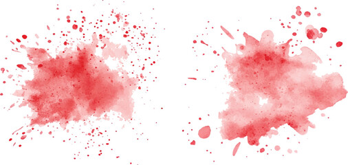 Red watercolor brush strokes isolated on a white background. vector watercolor paint splashes flowing ink blots and dynamic color textures on a clean white background modern design.