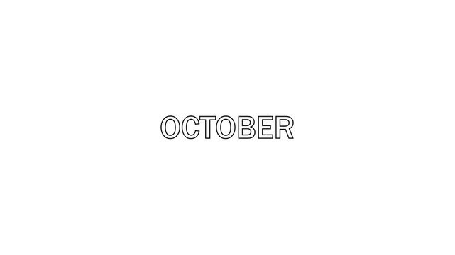 Abstract very nice text animation.10 month of year.october text written on white grungy stamp sign.shine month name october text sign icon animation.