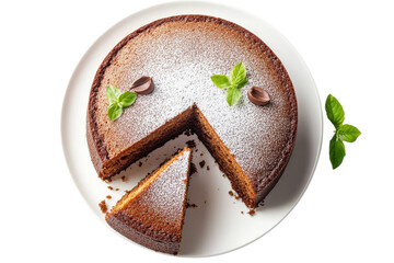Delicious Homemade Cocoa Sponge Cake, Top View. Perfect for baking blogs, recipes, and food on transparent background