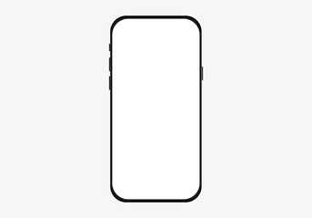  smartphone mockup with blank white screen in flat, line and realistic style, detailed mobile phone mockup, black and white models smartphone front view, model 3D mobile phone iphone