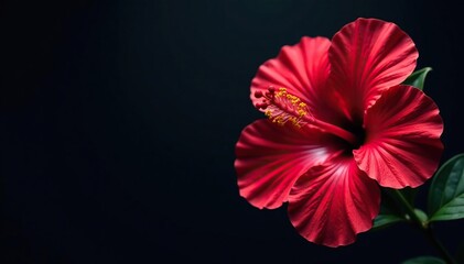 Bold hibiscus silhouettes, dark background, stylized design , repeat, tropical, simple