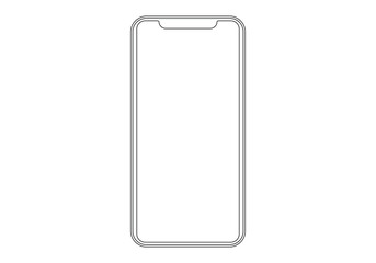  smartphone mockup with blank white screen in flat, line and realistic style, detailed mobile phone mockup, black and white models smartphone front view, model 3D mobile phone iphone