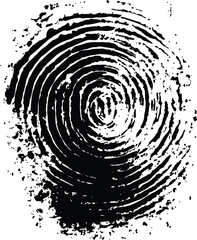 Vector one black fingerprint isolated on white background. black silhouette of fingerprint white background. Fingerprint isolated on transparent or white background,	