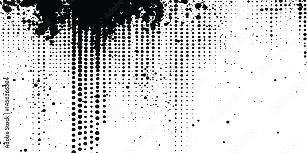 Fototapete black and white halftone background with grunge-style circle dots. black and white halftone grunge d