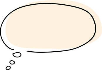 empty oval thought bubble hand drawn with black lines with shifted light pink rounded fill