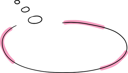 empty thought bubble hand drawn with black lines with pink thick lines drawn with a brush