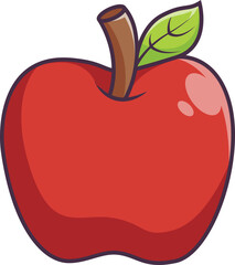 Bright red apple Vector Illustration Icon. Flat Cartoon Style