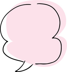 rounded vertical empty speech bubble with shifted pink fill hand drawn with black lines