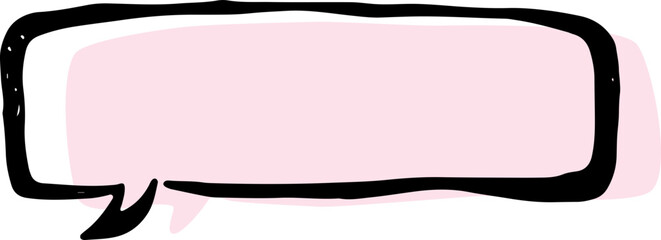 one long rectangular speech bubble with thick lines and offset pink fill hand drawn with black lines