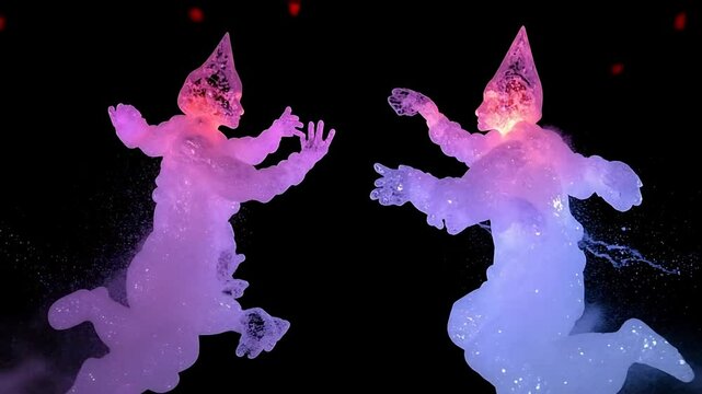Ethereal Ice Dancers: A Luminescent Performance Art Duo