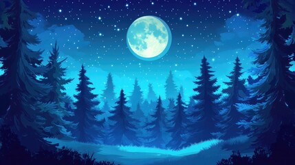 Fototapeta premium Enchanted Moonlight Forest: A Serene Night in the Woods