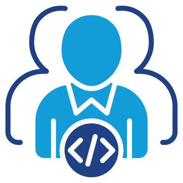 IT Personnel Dual Tone Blue Fill - Coding Team Illustrative representation of programmers and developers