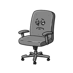 Sad office chair character expressing discomfort and office struggles for sticker pack