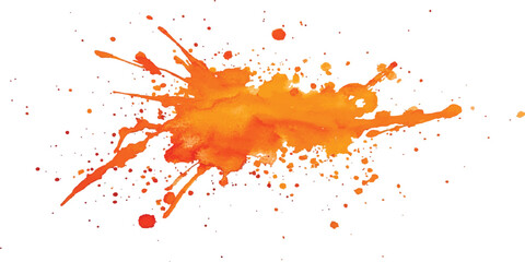 Orange stroke of paint isolated on transparent background. Orange watercolor brush strokes isolated on a white background. vector watercolor paint splashes flowing ink blots and dynamic color textures