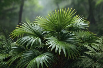 Palm Leaf in Lush Rainforest