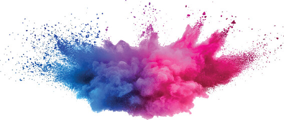  A photo of colorful bright rainbow holi paint color powder explosion isolated on white background.
