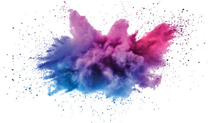  A photo of colorful bright rainbow holi paint color powder explosion isolated on white background.