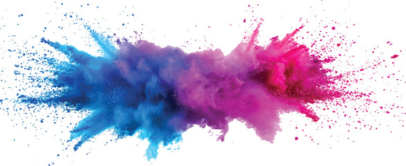  A photo of colorful bright rainbow holi paint color powder explosion isolated on white background.