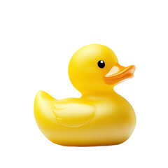 A close-up of a bright yellow rubber duck