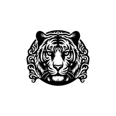 Fototapeta premium Bold black and white graphic of a tiger's face vector logo