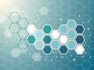 Fototapeta premium Abstract blue backdrop with hexagonal shapes forming a seamless honeycomb pattern design
