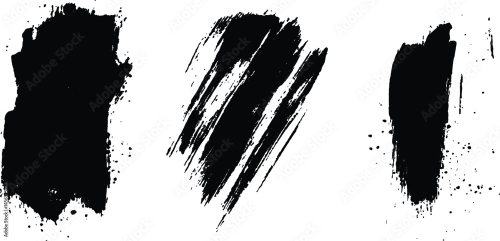 Aufkleber vector set of grunge black brush marks isolated on transparent background. abstract black paint spla