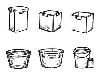Storage Bin line art icon modern minimalist visual style
