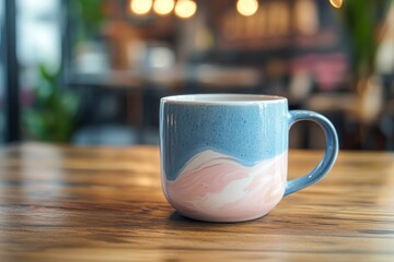 Fototapeta premium Stylish ceramic mug on a wooden table.