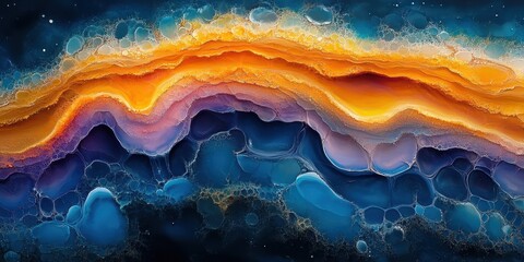 Colorful Rings in Abstract Puddle Pour Painting