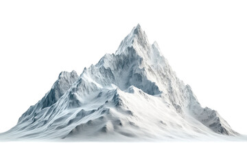 Majestic Winter Peak: Serene Snow-Covered Mountain, Isolated White Background, Perfect for Winter on transparent background