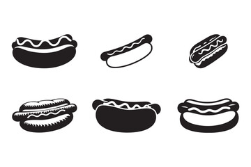 Hot Dog Vector Logo Set | Fun Silhouette Design for Snack Shops On White Background