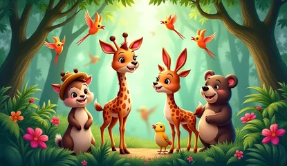 Poster Bosdieren animals in the forest  © Fernandes