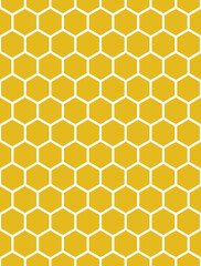 seamless pattern: honey color honeycombs texture against white background