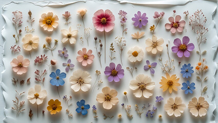 Many Different Meadow Flowers Isolated on White Floral Set for Nature & Garden Design