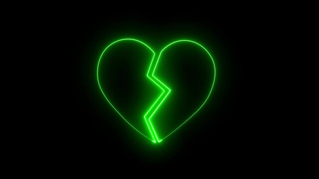 Neon Heart  Broken animation of broken neon heart 4k on black background, Broken heart animation, Concept of unrequited love, broken heart neon animation Neon broken line heart divorce icon isolated