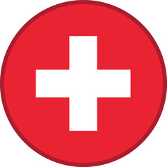 Red cross medical icon on white background. Medical sign isolated.