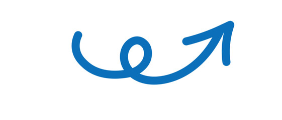 arrow drawn in blue, vector, sign, symbol, illustration, design, black, shape