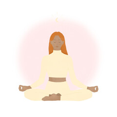 young gen z millennial calm Asian dark skin tone woman practicing meditation and mindfulness on transparent background me time aura seven chakras wellness spirituality energy healing yoga fitness	