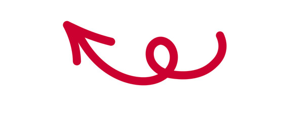 Arrow drawn in red color, vector, sign, symbol, illustration, design, black, shape